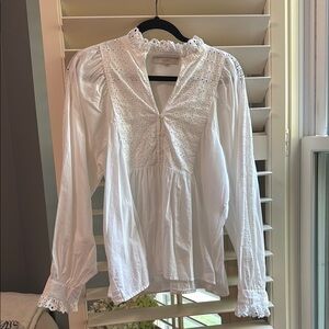 LOFT White Eyelet Blouse
